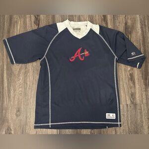 Vintage Men’s Atlanta Braves Blue/Red Embroidered Baseball Jersey Shirt- Medium